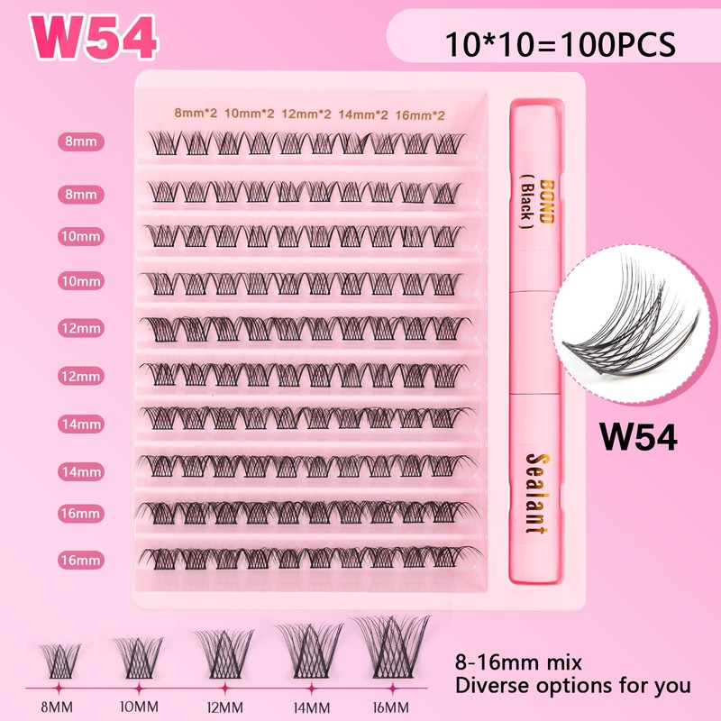 Kiusatig Eyelash Extension Kit 100PCS DIY Lash Extensions Kit Cluster