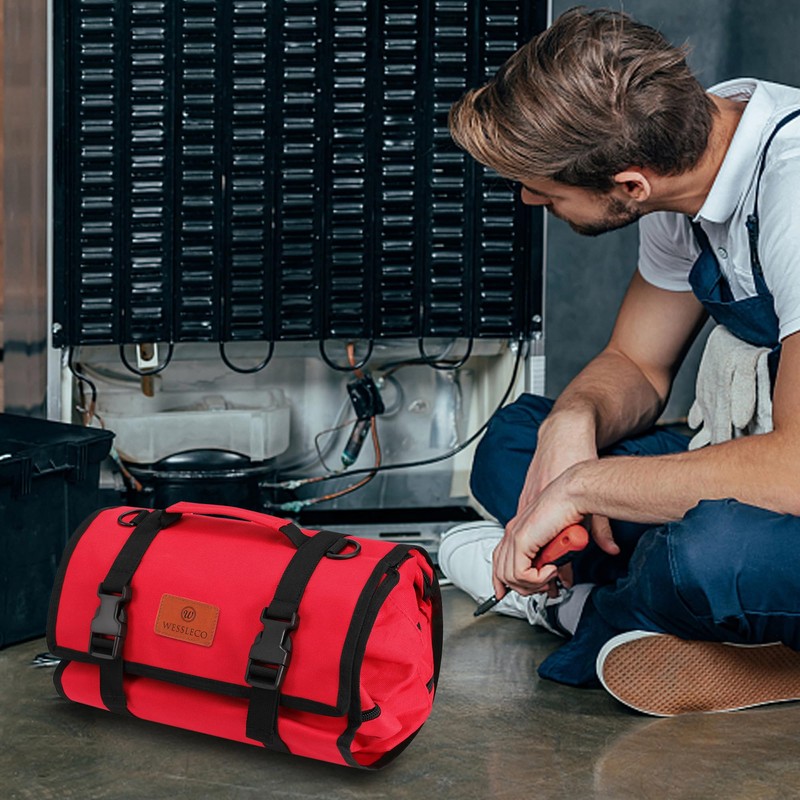 Wessleco Tool Roll, Wrench Roll Up Pouch Canvas Tool Roll