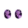 AoneJewelry 7x5mm Oval Shape Natural Amethyst Stud Earrings For Womens