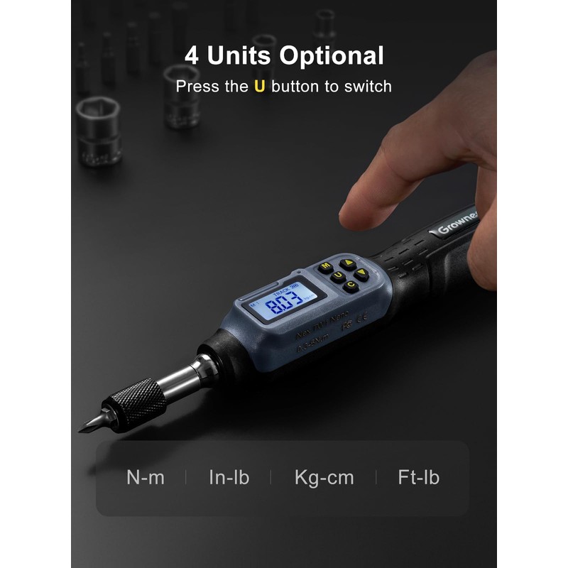 GROWNEER Digital Torque Screwdriver, 2.66-53.1 In-lbs/0.3-6 Nm, 1/4'' Drive Inch