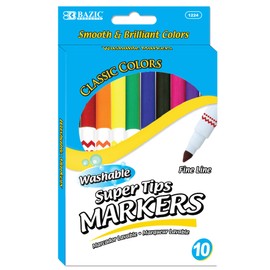 BAZIC 10 Color Fine Line Washable Markers