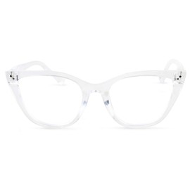 In Style Eyes Stylish Large Reading Glasses, Classic Cateye, Clear, 4.0x