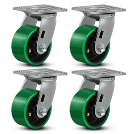 FOVERSWIVE 4"x2" Heavy Duty Casters- Polyurethane Casters Wheel, Casters Set of 4 Heavy Duty, Capacity up to 3200 Lb. Use for Platform Truck, U-Boat Cart, Workbenches (4 Swivel)