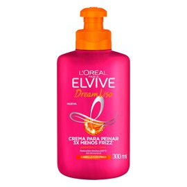 L'Oréal Paris Elvive Dream Liso Crema Para Peinar, Efecto Keratina Anti Frizz Hasta por 72h, Resistente a la Humedad, Cabello Liso y Suave, 500ml