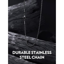Bandmax Mens Black Rope Chain 28 Inch Stainless Steel 1.5mm Thin Cable Twist Chain to Hold Pendant Mens Black Necklaces Jewelry Gift for Men Women