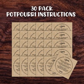 Stovetop Potpourri Instruction Label | 30 Pack 2.5”x2.5” Square Card Kraft Paper Simple Christmas Holiday Design Hang Tag for Package Stove Top Simmer Home Scent Use with Glass Saucepan Steamer Pot