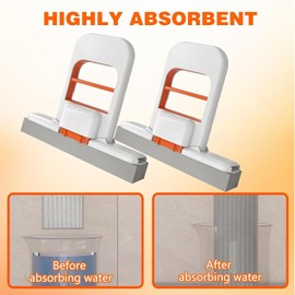 Mini Foldable Desktop Mop,Mini Mops for Small Spaces,Portable Self-Squeeze Short Mop,Wet and Dry Use Cleaning System,One-Hand Squeeze Handle & Replaceable Head (2PCS)