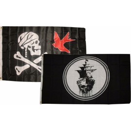3x5 3'x5' Wholesale Combo Jolly Roger Pirate Jack Sparrow Black Pearl Flags Flag Vivid Color and UV Fade Resistant Canvas Header and Polyester Material