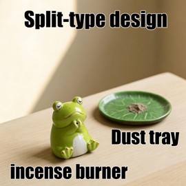 Quiet Prayer Frog Short Stick Incense Burner(for Sticks up to 5.1 inches) – Ceramic Ash Catcher, Meditative Decor, Home Altar, Office | Mindful Gift (Green Frog)