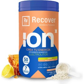 ION X Electrolitos En Polvo + Aminoácidos 50 Porciones Post Workout Con 7 Electrolitos Esenciales + L-lisina + Espirulina Endulzado Con Miel De Abeja Sin Cafeína Sabor Limón Hidratación y Recuperación Muscular Recover 500g