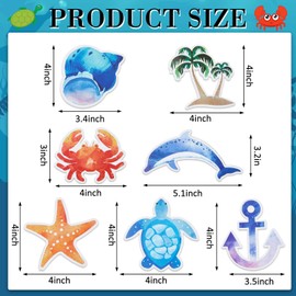 7 Set Ocean Screen Door Magnets Decorative Double Sided Magnetic Sticker Turtle Palm Tree Starfish Conch Crab Dolphin Anchor Flexible Patio Screen Saver Keep People Pet Sliding Doors Safe