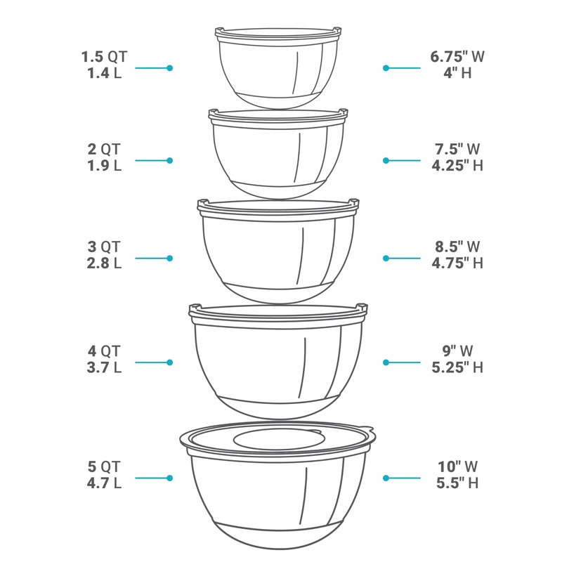 Mixing Bowls with Airtight Lids - 8PCS Stainless Steel Nesting