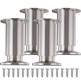 INMOZATA 4x Furniture Legs 10cm Adjustable Legs with Screw, 0-15mm Height Adjustable Replacement Sofa Legs Bed Legs for Cabinet Table Chair Adjustable Furniture Feet, Stainless Steel