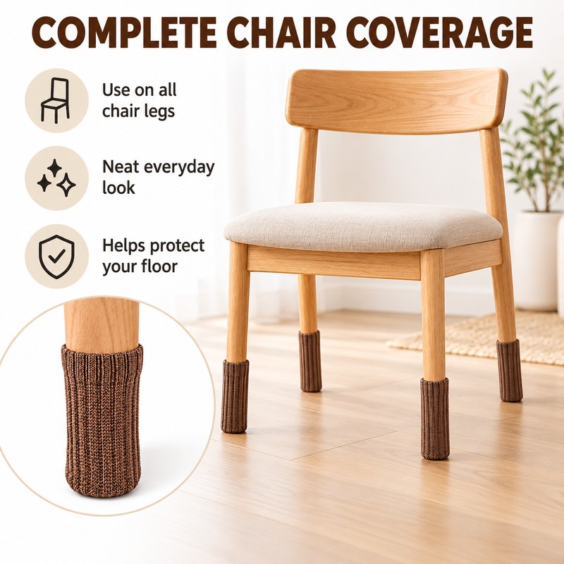 16 Pack Black Chair Leg Socks – Double Thick Knitted