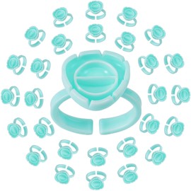 Pretty memory Glue Rings for Eyelash Extensions 100PCS Lash Glue Rings Eyelash Glue Holder Volume Lash Rings Blossom Fanning Cup for Eyelash Extension Supplies, Green