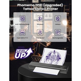 Phomemo TP81 Tattoo Stencil Printer Upgraded, Tattoo Printer with 10Pcs Transfer Paper
