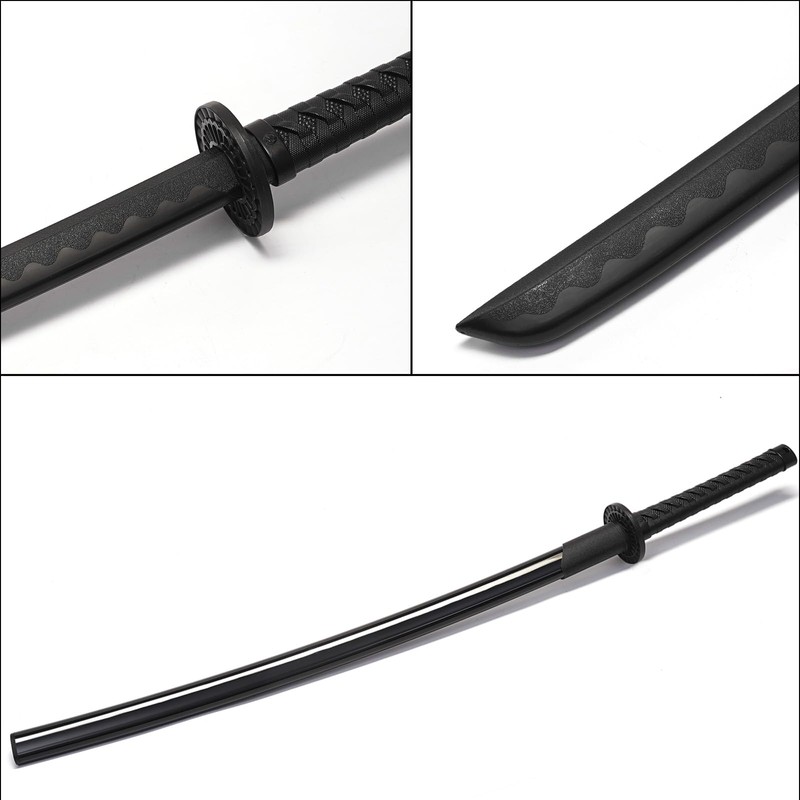 2PCS Polypropylene Plastic Training Martial Sword，Black Practice Katana Sword with