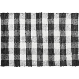 GLAMBURG Cotton Buffalo Check Plaid Rugs Washable, Handwoven Checkered Rug Welcome Door Mat 22x34 Rug for Kitchen Bathroom Outdoor Porch Laundry Living Room, Farmhouse Reversible Rag Rug Black White