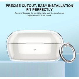 Aircawin for Bose New QuietComfort Earbuds Case Clear 2024,Full Protective Soft Transparent TPU Cover for Bose QuietComfort Earbuds Headphone Accessories with Carabiner and Cleaning Pen-Clear