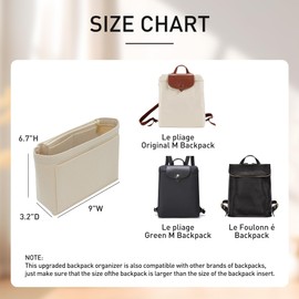 OAikor Felt Backpack Organizer Insert Compatible with Longchamp Lepliage Backpack and More (Beige)