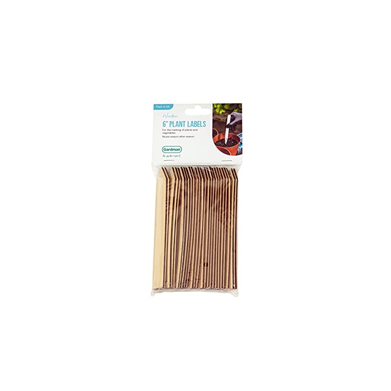 Gardman 10064 Wooden Plant Labels 6" 25pk, Brown, Small
