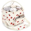 4 Compartments Drink Carrier Bag with Strap,Strawberry,Beige