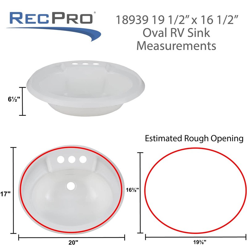RecPro RV 20" x 17" Plastic Oval Bathroom Sink |
