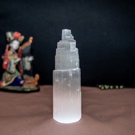 GSG Selenite Crystal Tower Mountain 10cm Original Selenite Crystal Great for Home Decoration