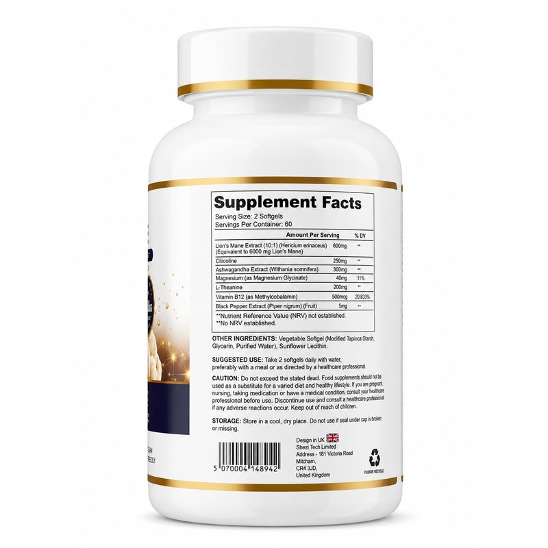 Lions Mane Mashrrom 6000mg Softgels – Focus, Memory & Cognitive