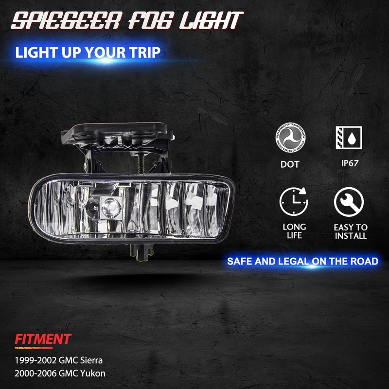 SPIEGEER Fog Lights Assembly for 1999 2000 2001 2002 GMC