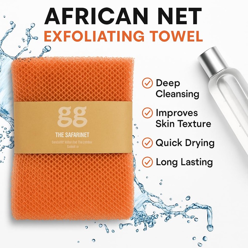 Safarinet African Mesh Sponge, Extra Long Exfoliating Bath Scrub for