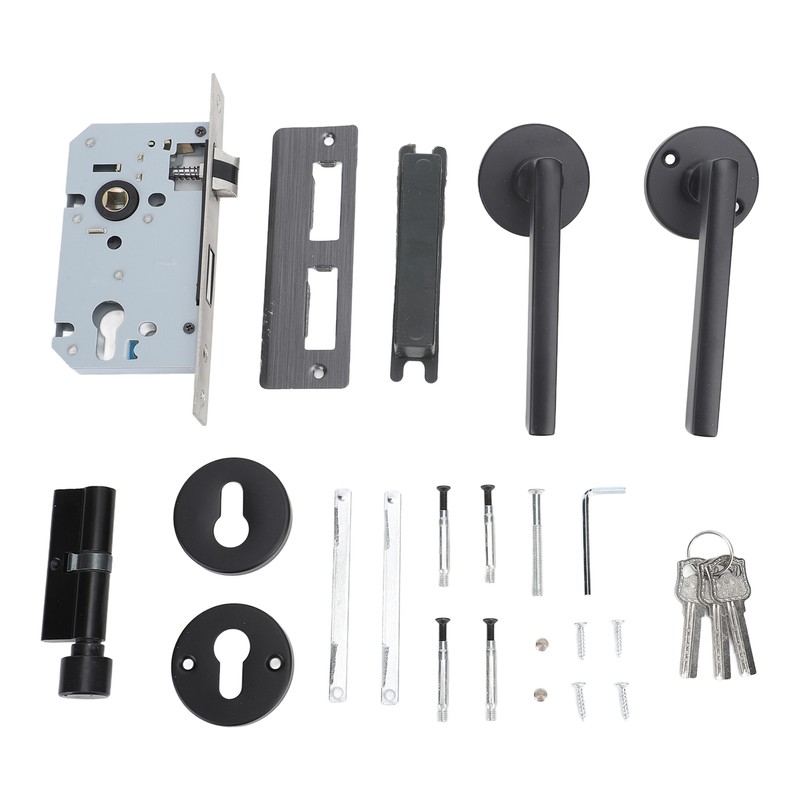 House Door Handle Lock Aluminum Black Antioxidant Coating Shock Resistance