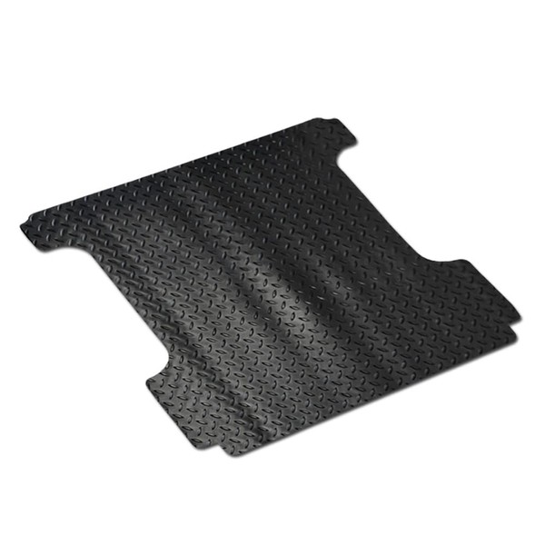 Topline_autopart Black Rubber Diamond Plate Truck Bed Floor Mat Liner
