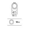 GARDINIA 10 x Transparent Plastic Curtain Rings for Curtain Rods