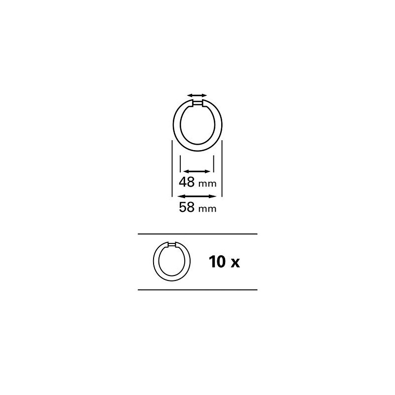 GARDINIA 10 x Transparent Plastic Curtain Rings for Curtain Rods