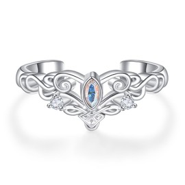 KINGWHYTE Thumb Rings for Women 925 Sterling Silver Celtic Ring Adjustable Wishbone Ring with Cubic Zirconia His and Her Wedding Bands Promise Jewellery for Couples