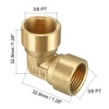 sourcing map Brass Elbow Pipe Fitting 90 Degree 3/8 PT