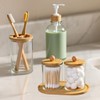 5 Pack Bamboo Bathroom Accessories Set with Tray - Plastic