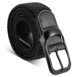 DOPENSPI Elastic Stretch Belt Men's Braided Belt Work Belt Black Fabric Belt Braided Leisure Belt Stretchy Belt for Men Women