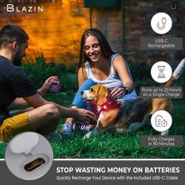 Blazin Safety LED Dog Collar Light - Visible from up to 150 Feet Away - USB-C Rechargeable Battery Runs up to 20 hours on Single Charge - Waterproof (Blue), Attachable, Plastic, No Gemstone