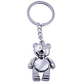 Katenpid Cute Metal Bear Keychain Limbs Removable Teddy Bear Keyring (Silver)