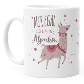 MoonWorks® Kaffee-Tasse mit Spruch Mir egal ich bin ein Alpaka Bürotasse Kaffeebecher weiß Keramik-Tasse