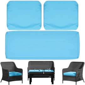 3 Pack Patio Seat Cushions Replacement Covers, Waterproof Outdoor Loveseat Cushion Covers - Anti-slip Wicker Furniture Cushion Covers Fit for 4-Seater Rattan Patio Conversation Sofa Set, 36x18x2