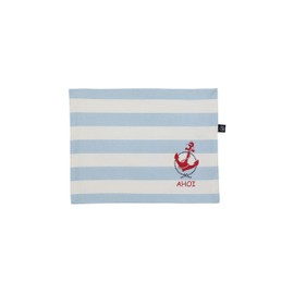 SCHIETWETTER Accessory Placemat "Ahoi", Anchor Fabric Coaster, Cotton Blend, Maritime, Striped, Decorative, Machine Washable, Light Blue OS