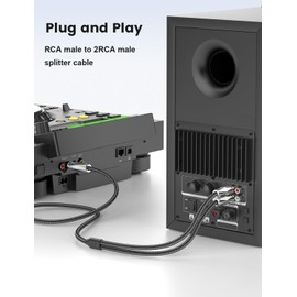 EMK RCA Y Splitter Cable - 1 Male to 2 Male, Heavy Duty Gold Plated Subwoofer Splitter for Home Theater (1m)