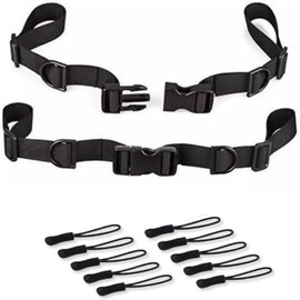 Goxfaca 2 Pack Backpack Chest Straps, Heavy Duty Adjustable Backpack Sternum Strap Belt with 10 Pieces Zipper Pulls - Black