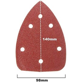 10PCS Triangular Sandpaper, Oscillating Multitool Sanding Pads Hook and Loop 140 * 98mm Sanding Paper 6 Holes Detail Sander Sandpaper 240 Grit