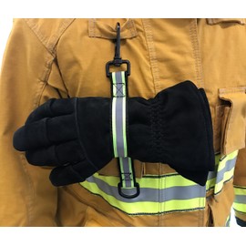 LINE2design Firefighter Glove Strap - Emergency Rescue Turnout Gear Heavy Duty Reflective Gloves Safety Leash - First Responders EMTs Construction and Mechanics Adjustable Work Glove Holder - Green