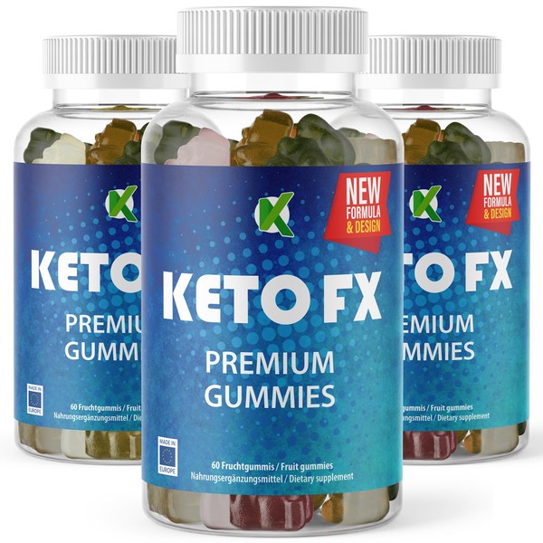 Keto FX Premium Gummies | Keto Premium Gummies 60 Pieces Contents per Tin | Fruit Gummies 3 x 60