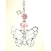 Beautiful Silver Butterfly with Pale Soft Pink Rhinestone and Faceted
